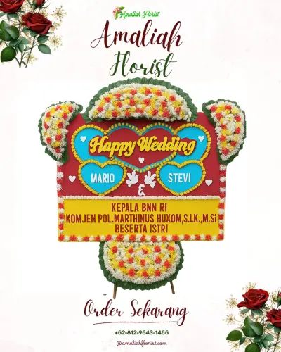 Karangan Papan Bunga Pernikahan di Pringgacala